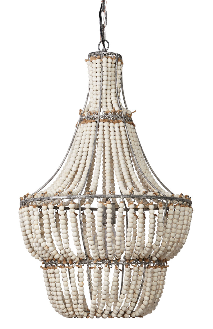 White Beaded Drip Chandelier