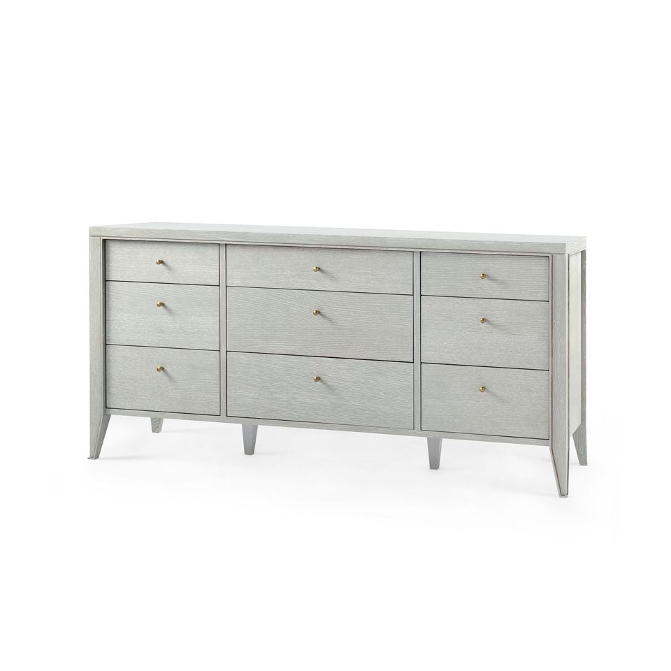 9-Drawer Extra Large Dresser in Gray | Paola Collection | Villa & House
