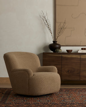 Kadon Swivel Chair-Sheepskin Camel
