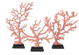 Red Coral Branches Large Set of 3 - Antique Red/Pale Pink/Black