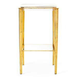 Gold Leaf Tapered Legs Side Table with Lucite Top | Kimberly Collection | Villa & House