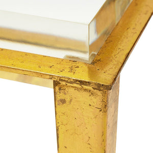 Gold Leaf Tapered Legs Side Table with Lucite Top | Kimberly Collection | Villa & House
