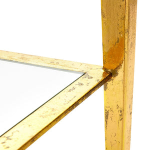 Gold Leaf Tapered Legs Side Table with Lucite Top | Kimberly Collection | Villa & House