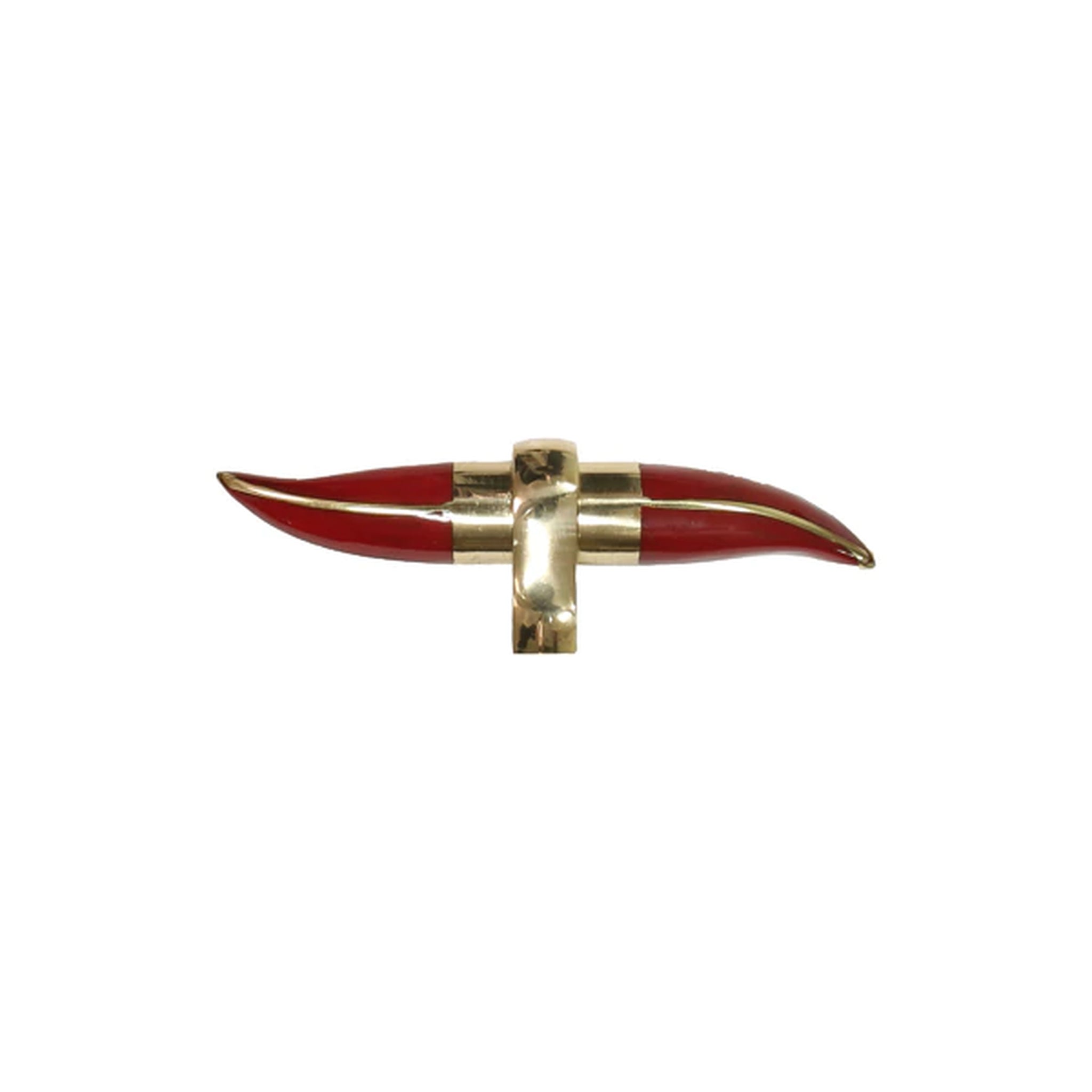 Worlds Away Resin Horn Shape Handle Hardware - Red with Brass Detail