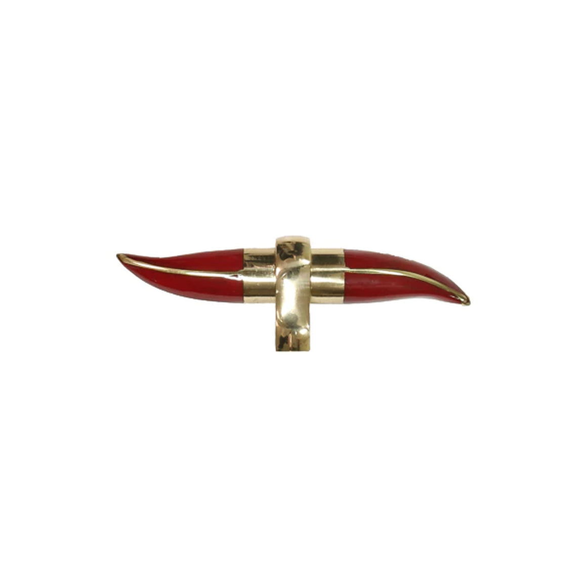 Worlds Away Resin Horn Shape Handle Hardware - Red with Brass Detail