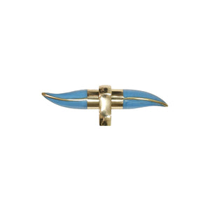 Worlds Away Resin Horn Shape Handle Hardware - Turquoise with Brass Detail