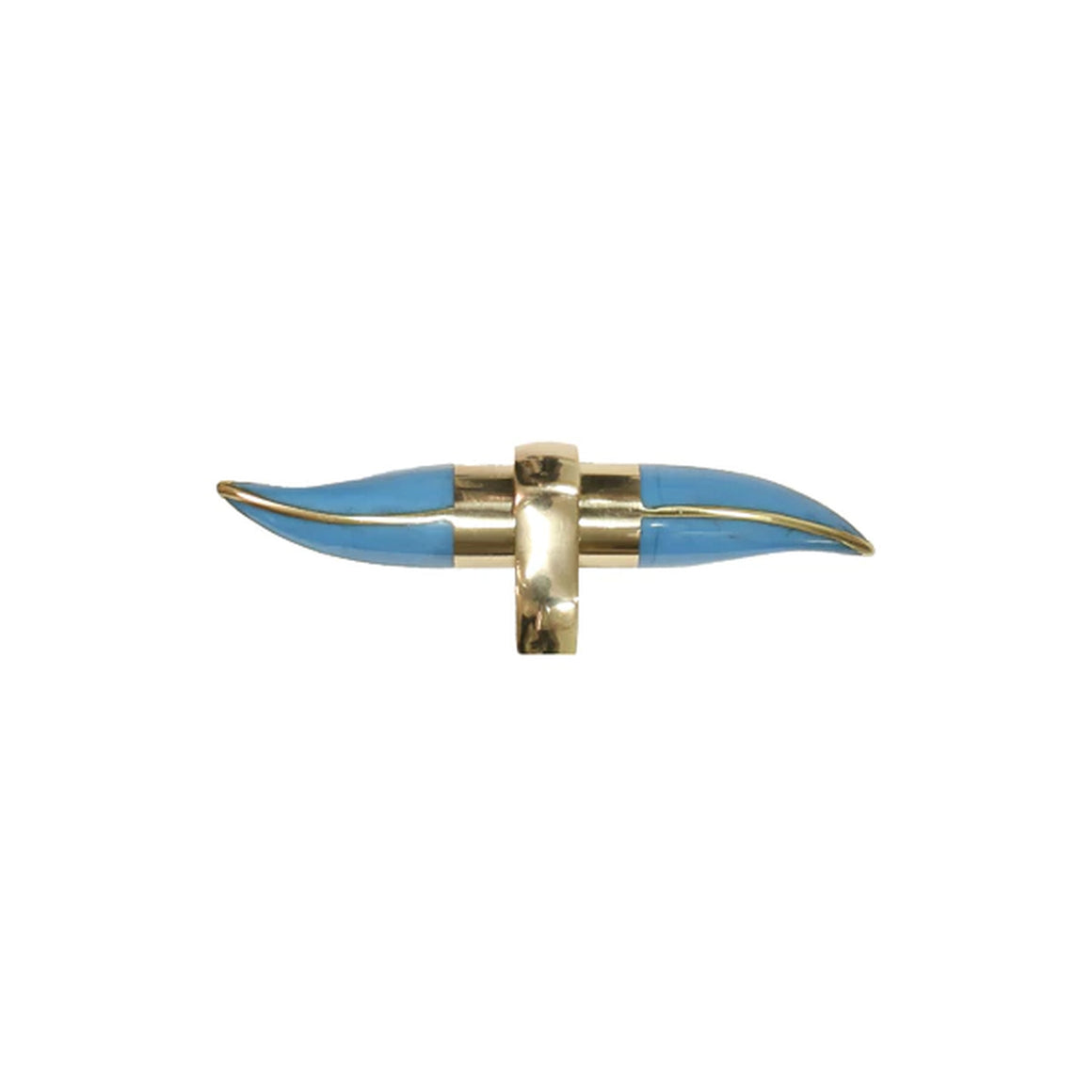 Worlds Away Resin Horn Shape Handle Hardware - Turquoise with Brass Detail