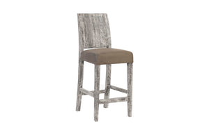 Ophelia Counter Stool, Chamcha Wood, Gray Stone Finish