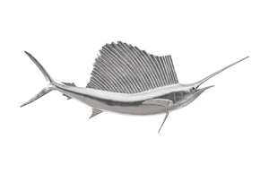 Sail Fish Wall Sculpture, Resin, Silver Leaf