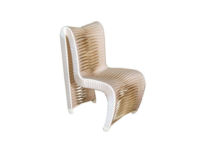 Seat Belt Dining Chair, High Back, White/Off-White