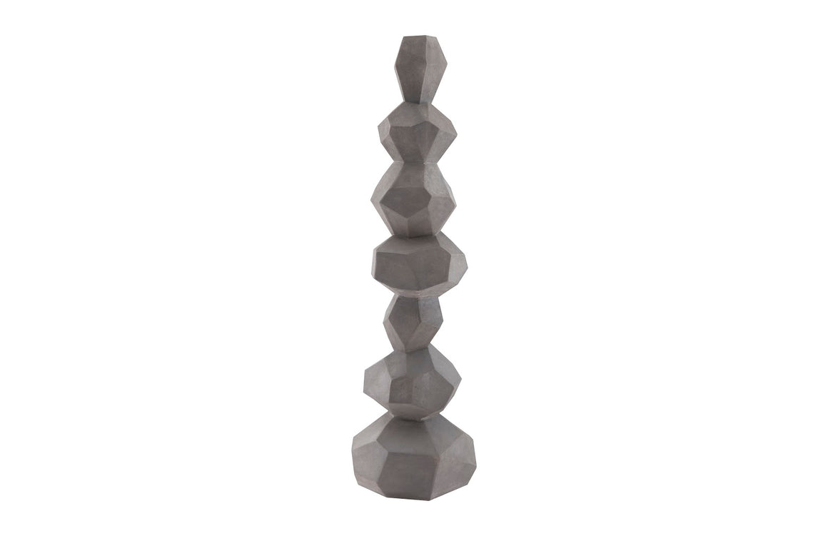 Faceted Rock Column Sculpture, Gray