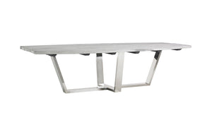 Scaffolding Dining Table, Polished Stainless Steel Base