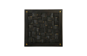 Distressed Blocks Wall Tile, Wood, Glass, Black with Gold Leaf