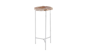 Petrified Wood Beverage Table, Off White, LG