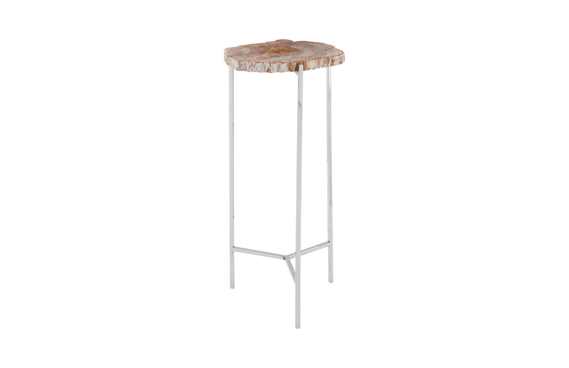 Petrified Wood Beverage Table, Off White, LG