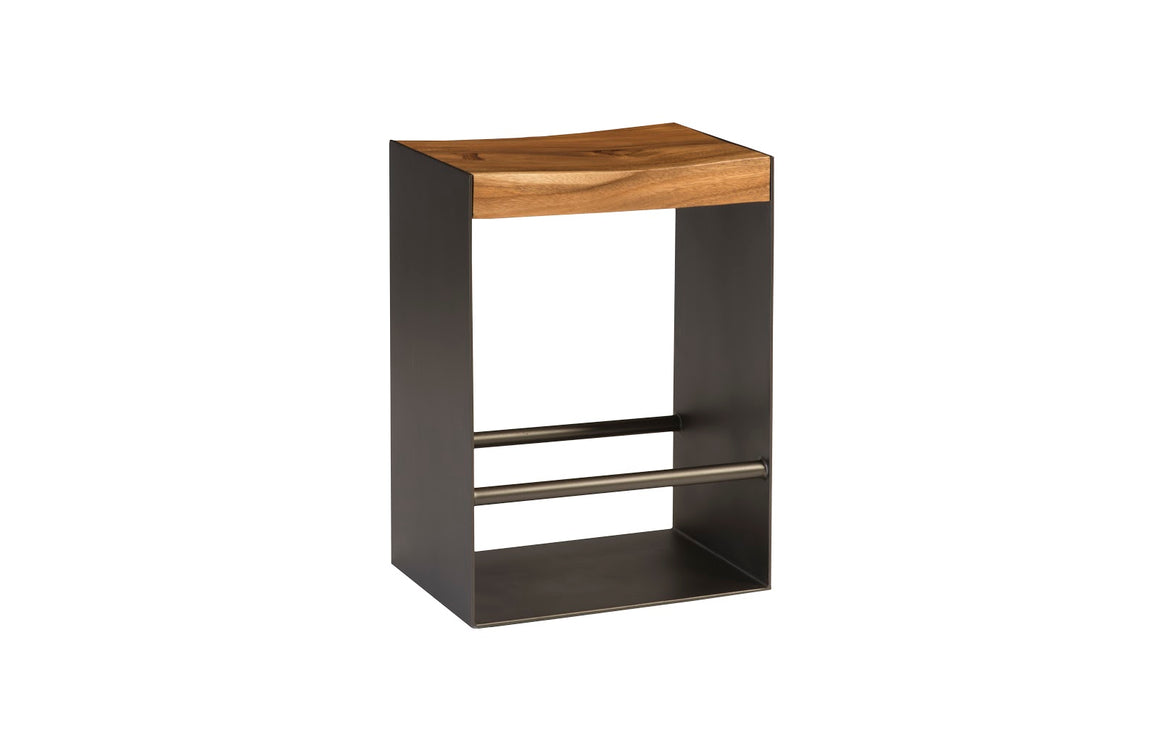 Iron Frame Counter Stool, Chamcha Wood, Natural