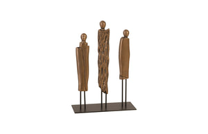 Robed Monk Trio Sculpture, Resin, Bronze Finish
