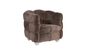 Cloud Club Chair, Distressed Gray Fabric, Stainless Steel Legs