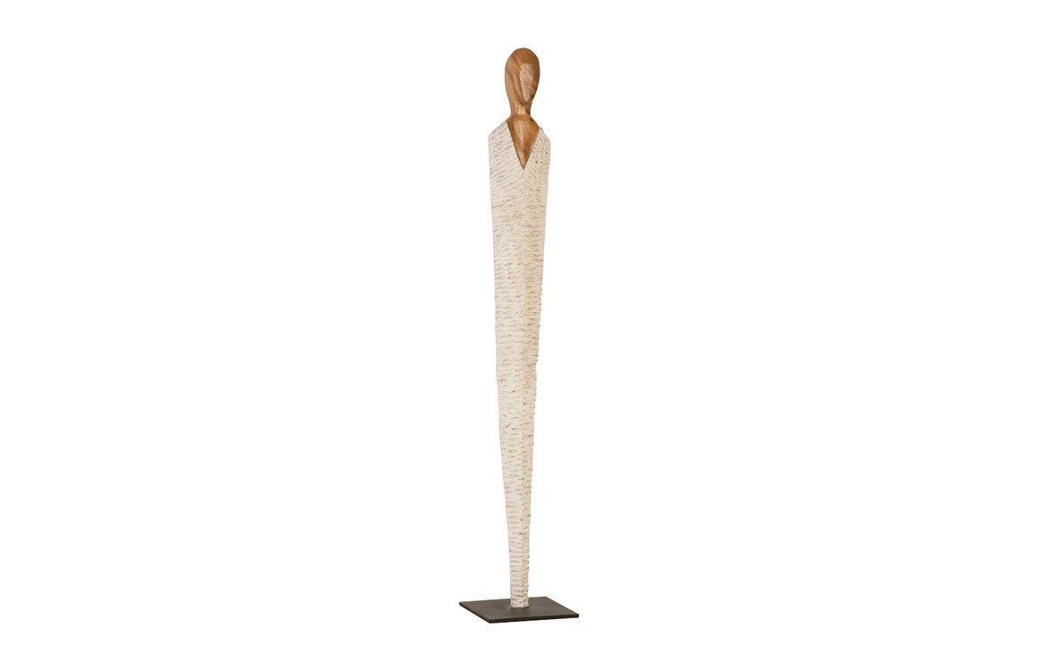 Vested Female Sculpture, Large, Chamcha, Natural, White, Gold