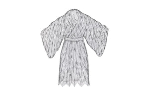 Kimono Man Sculpture, Metal, Silver / Black