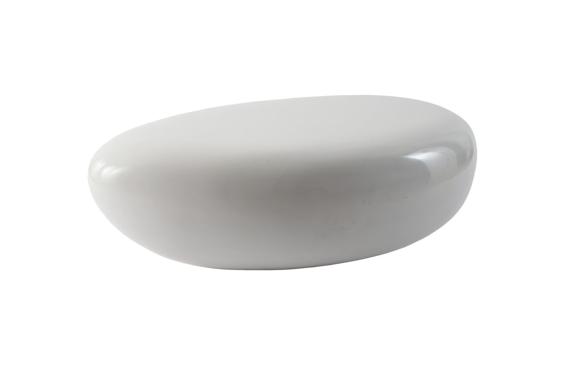 River Stone Coffee Table, Small, Gel Coat White