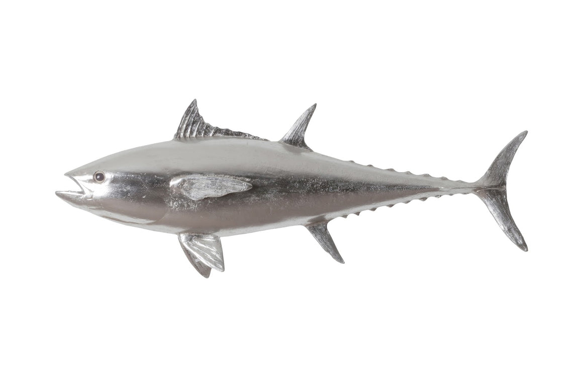 Bluefin Tuna Fish Wall Sculpture, Resin, Silver Leaf