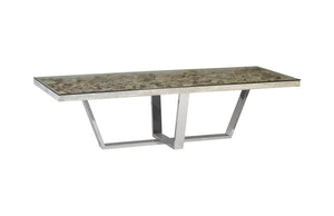 Shell Dining Table, w/Glass, Escade SS Base