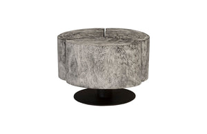 Clover Coffee Table, Chamcha Wood, Gray Stone Finish, Metal Base