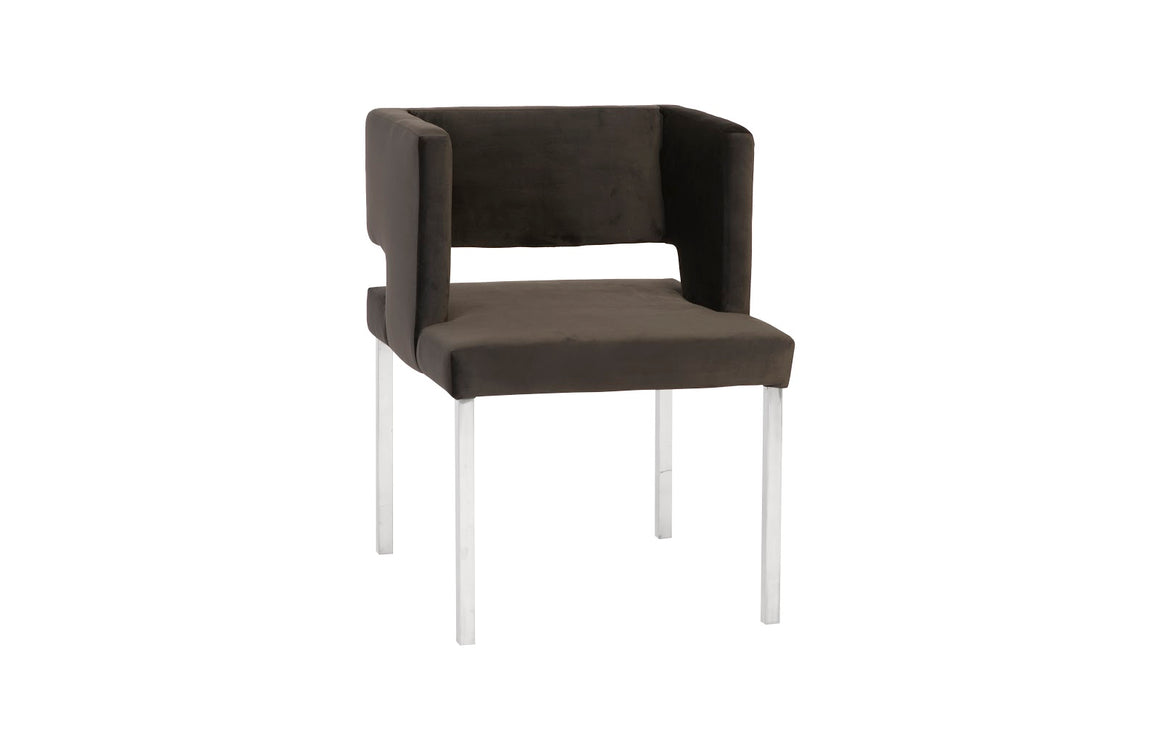 Raffia Dining Chair, Black, Stainless Steel Legs