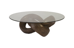 Trifoil Coffee Table, Bronze w/ Glass