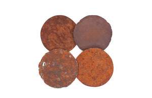 Cast Oil Drum Wall Discs, Resin, Rust Finish, Set of 4