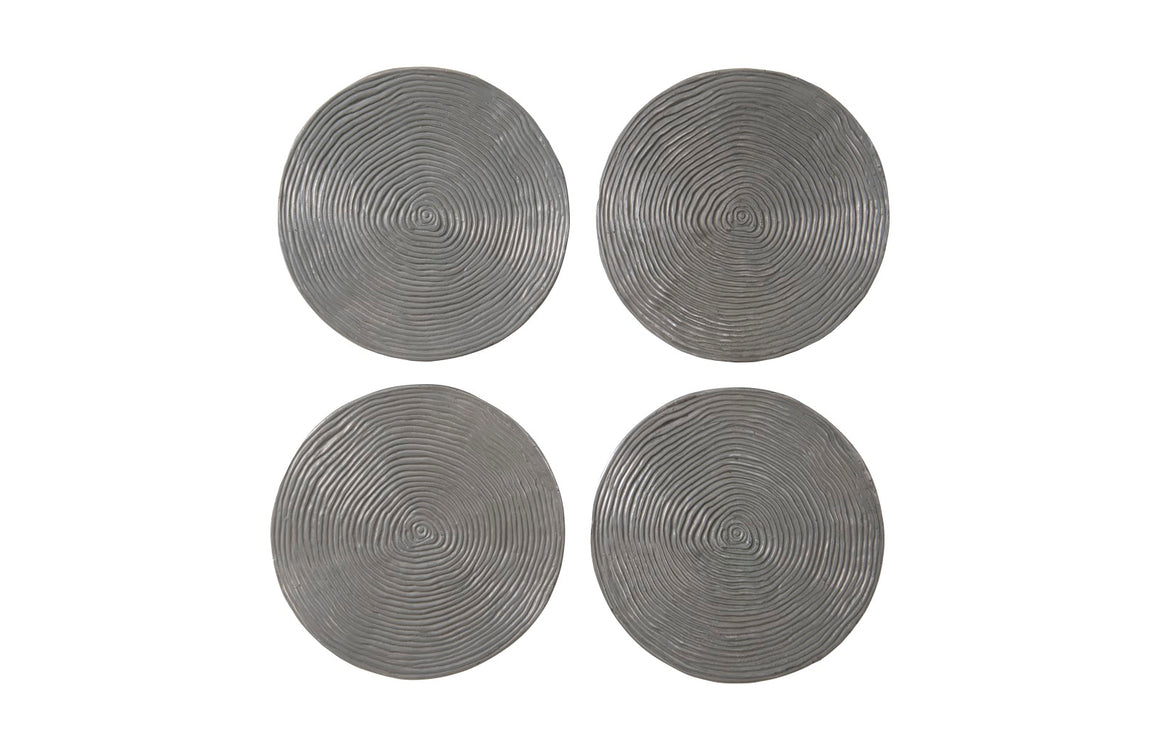 Ripple Wall Disk, Set of 4, Resin, LG, Polished Aluminum