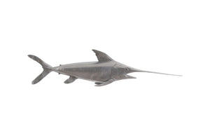 Broadbill Swordfish Fish Wall Sculpture, Resin, Polished Aluminum Finish