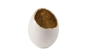 Broken Egg Vase, White and Gold Leaf