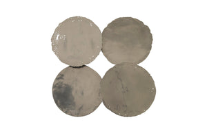 Cast Oil Drum Wall Discs, Liquid Silver, Set of 4