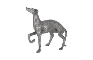 Prancing Dog Sculpture, Black/Silver, Aluminum