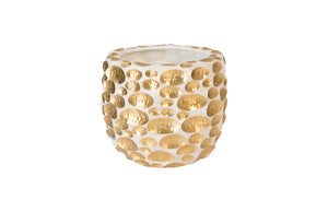 Bubbles Planter, Brass, White, SM