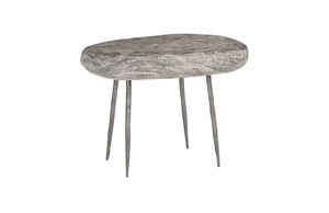 River Stone Side Table, Forged Legs