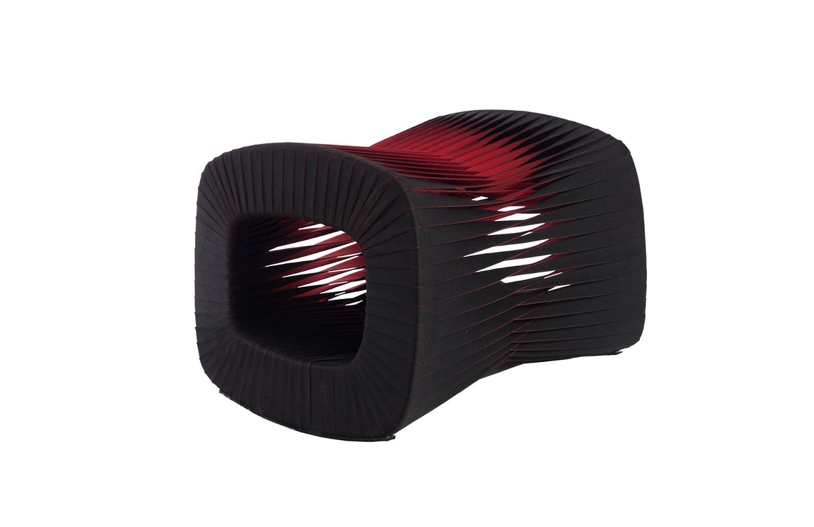 Seat Belt Ottoman, Black/Red