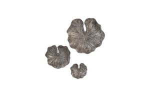 Lotus Leaf Wall Tiles, Set of 3, Black/Silver, Aluminum