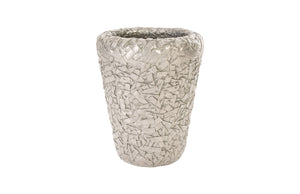 Barren Planter, Medium, Resin, Polished Aluminum Finish