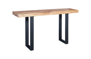 Chamcha Wood Console Table, Metal U Legs, Matte, Black
