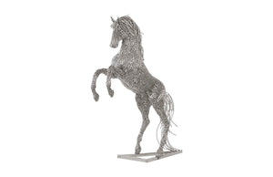 Horse Pipe Sculpture, Rearing, Stainless Steel