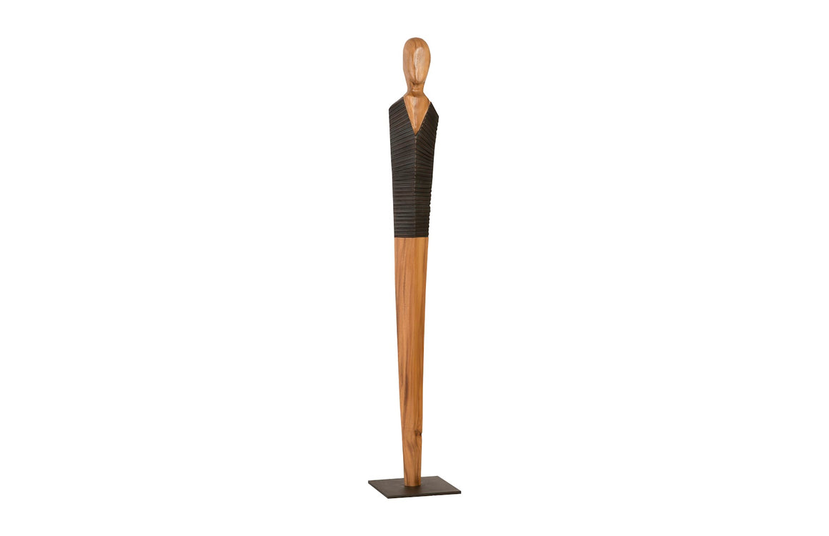Vested Male Sculpture, Large, Chamcha, Natural, Black, Copper