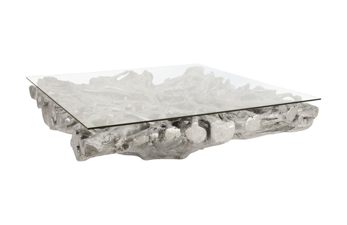 Square Root Coffee Table, With Glass