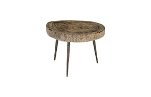 Crosscut Coffee Table, Gray Stone, Forged Legs