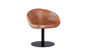 Swivel Chamcha Wood Chair, Metal Base