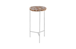 Petrified Wood Beverage Table, Off White, SM