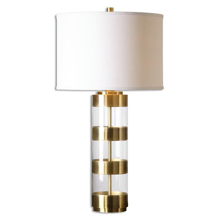 Lighting - Banded Glass Table Lamp - Gold
