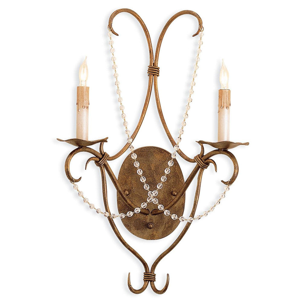 Lighting - Crystal-Draped Wall Sconce — Gold